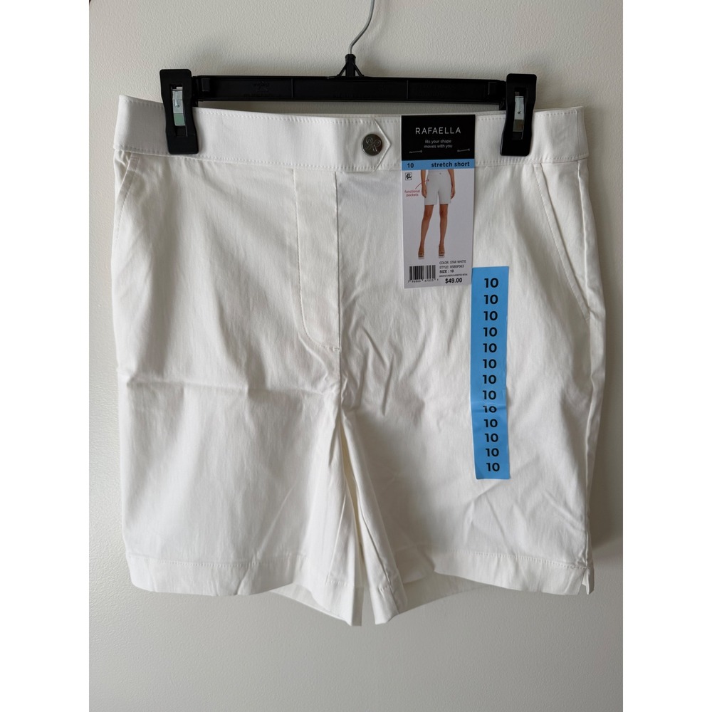 Rafaella Star White Stretch Shorts Size 10 NWT